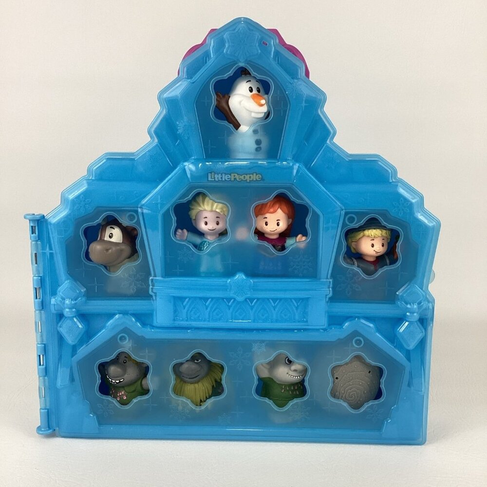 Fisher Price Little People Disney Frozen Carry Along Castle Case w 9 Figures Lot